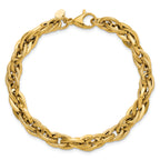 14K Polished and Textured Fancy Twisted Link Bracelet