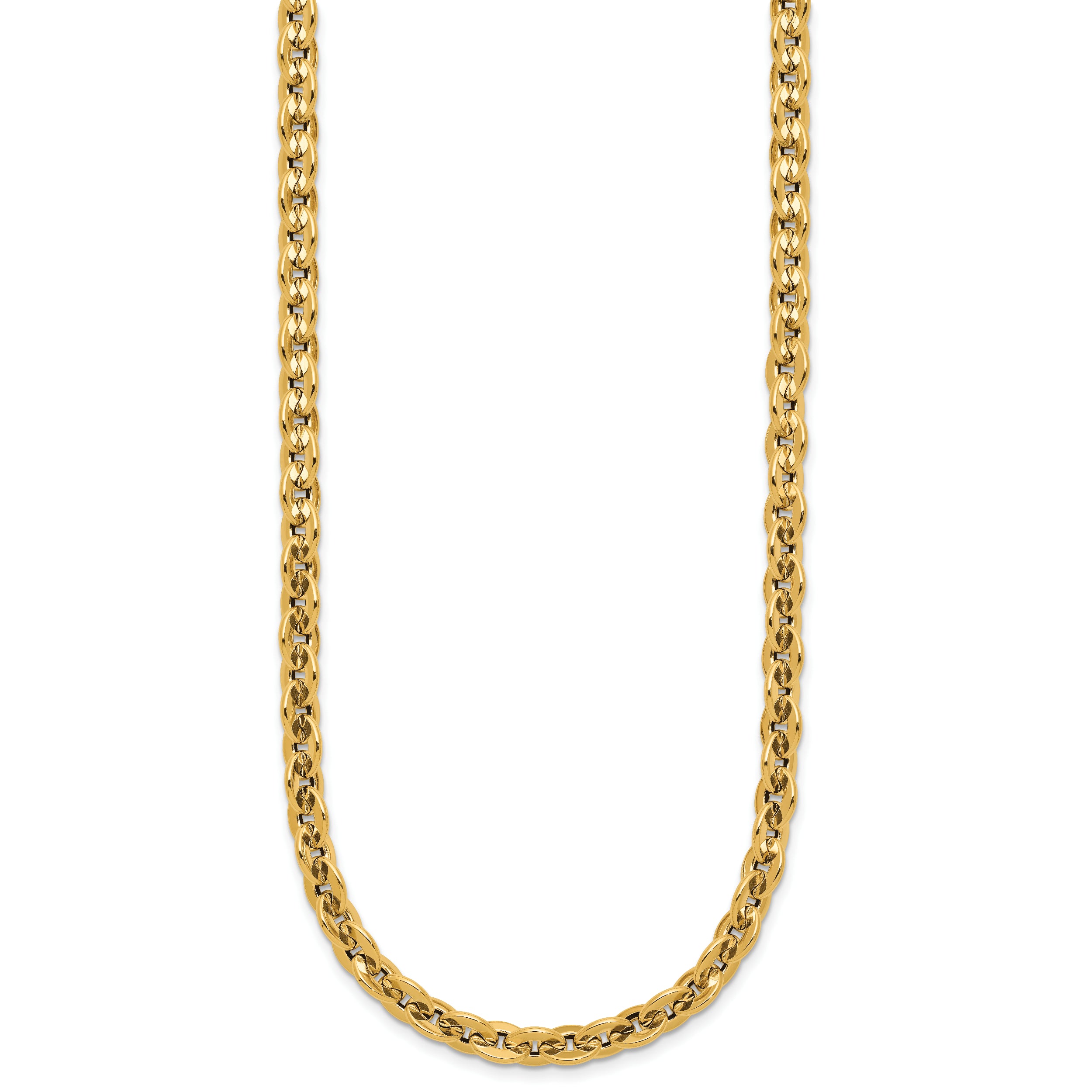 14K Polished Fancy Round Link Necklace