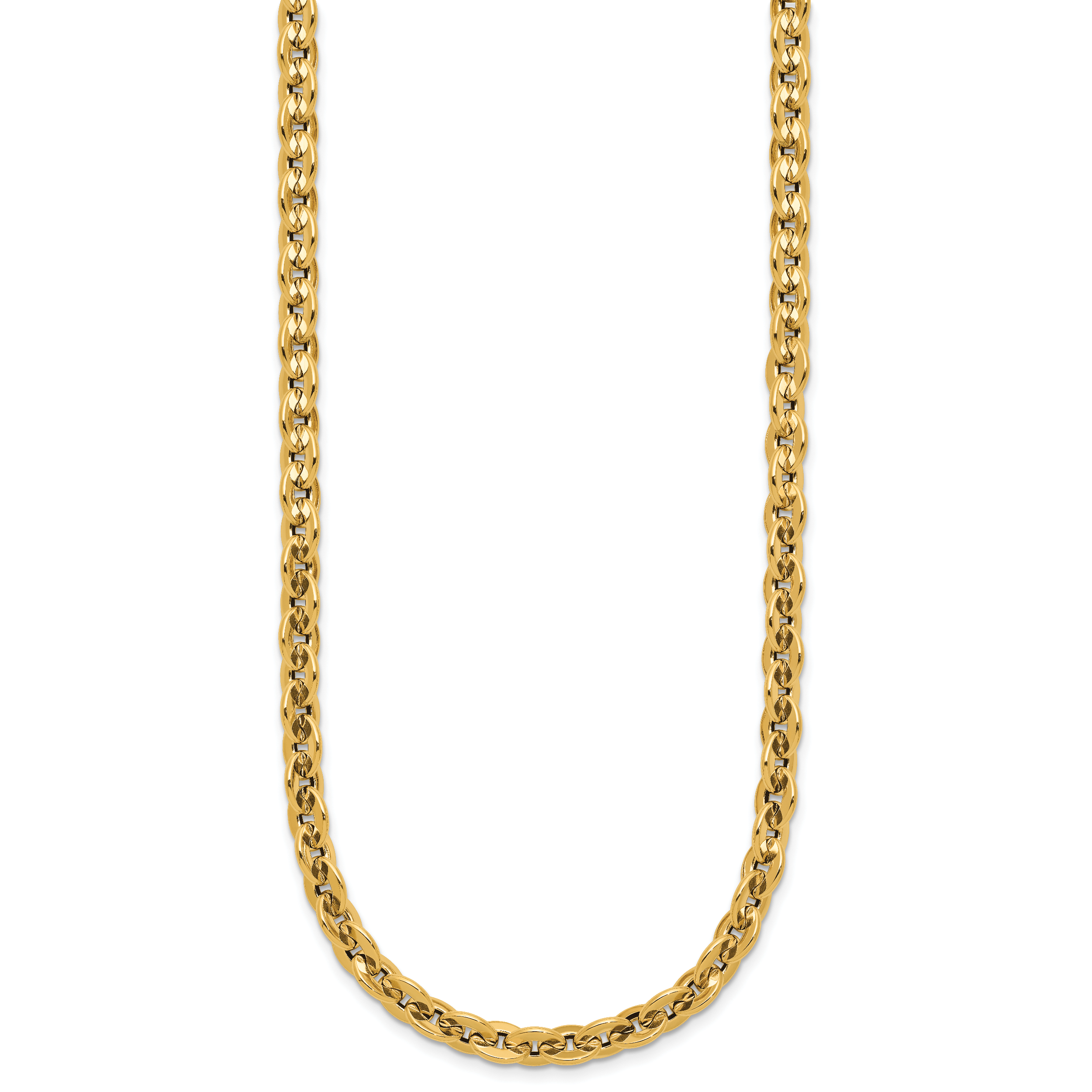 14K Polished Fancy Round Link Necklace