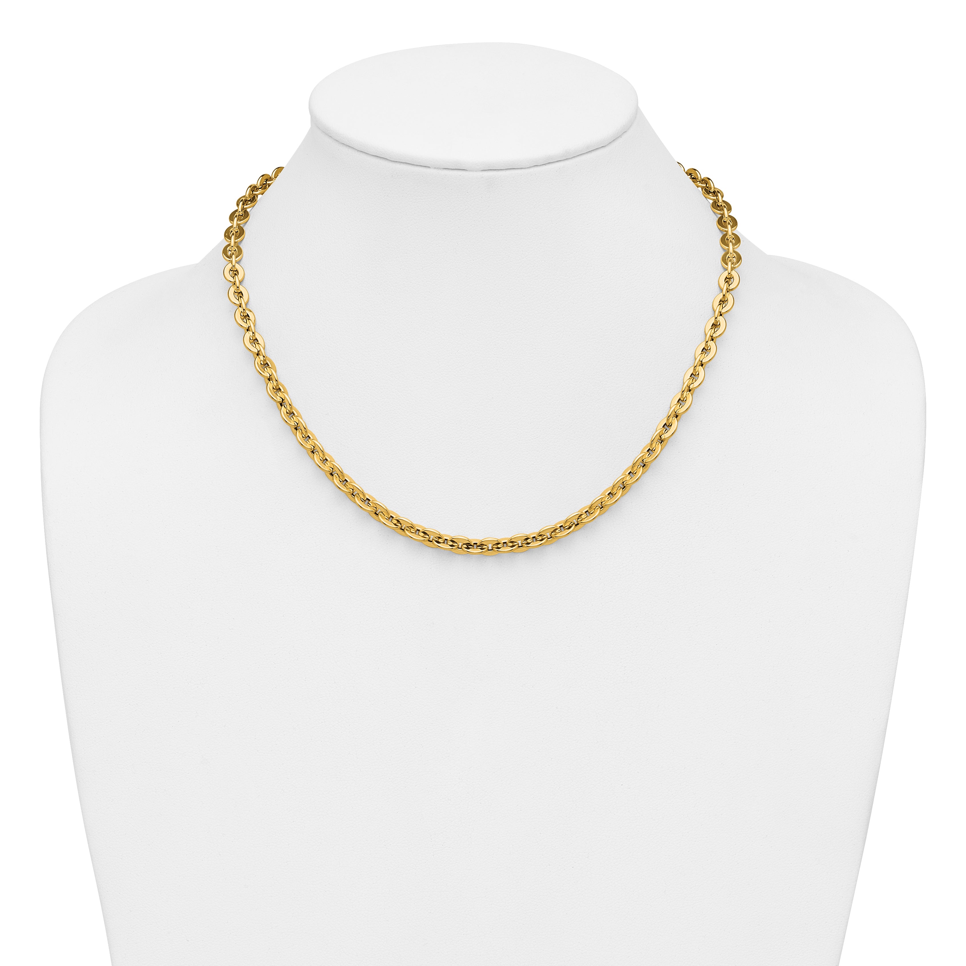 14K Polished Fancy Round Link Necklace