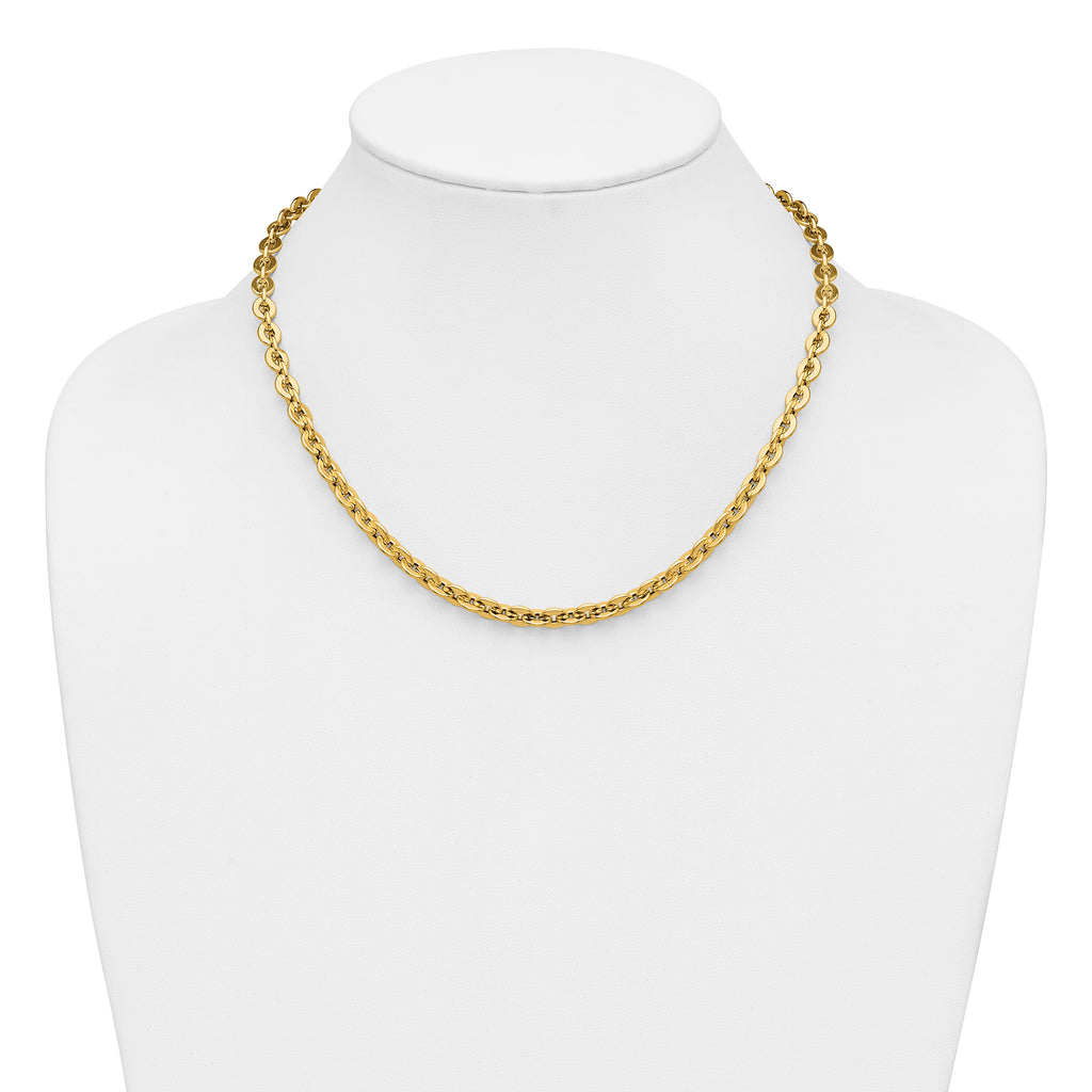 14K Polished Fancy Round Link Necklace