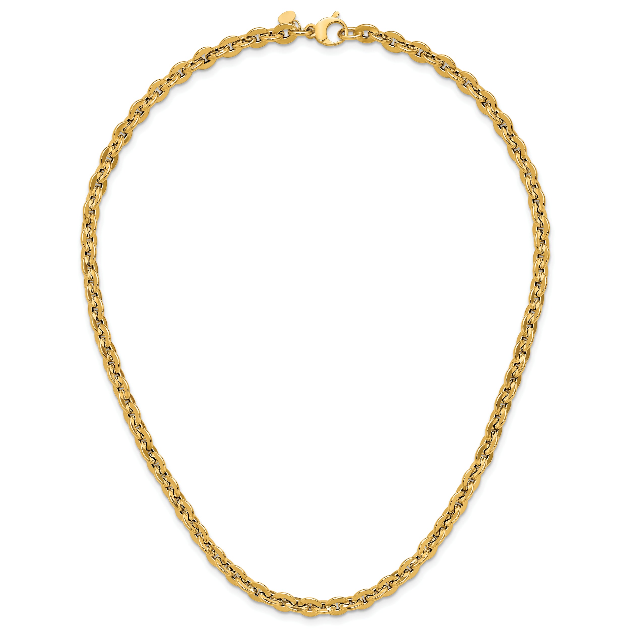 14K Polished Fancy Round Link Necklace