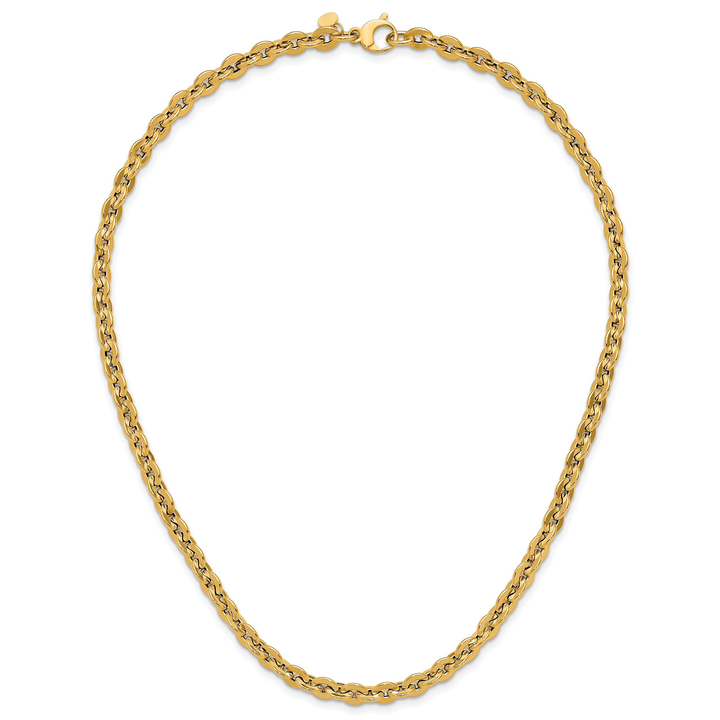 14K Polished Fancy Round Link Necklace