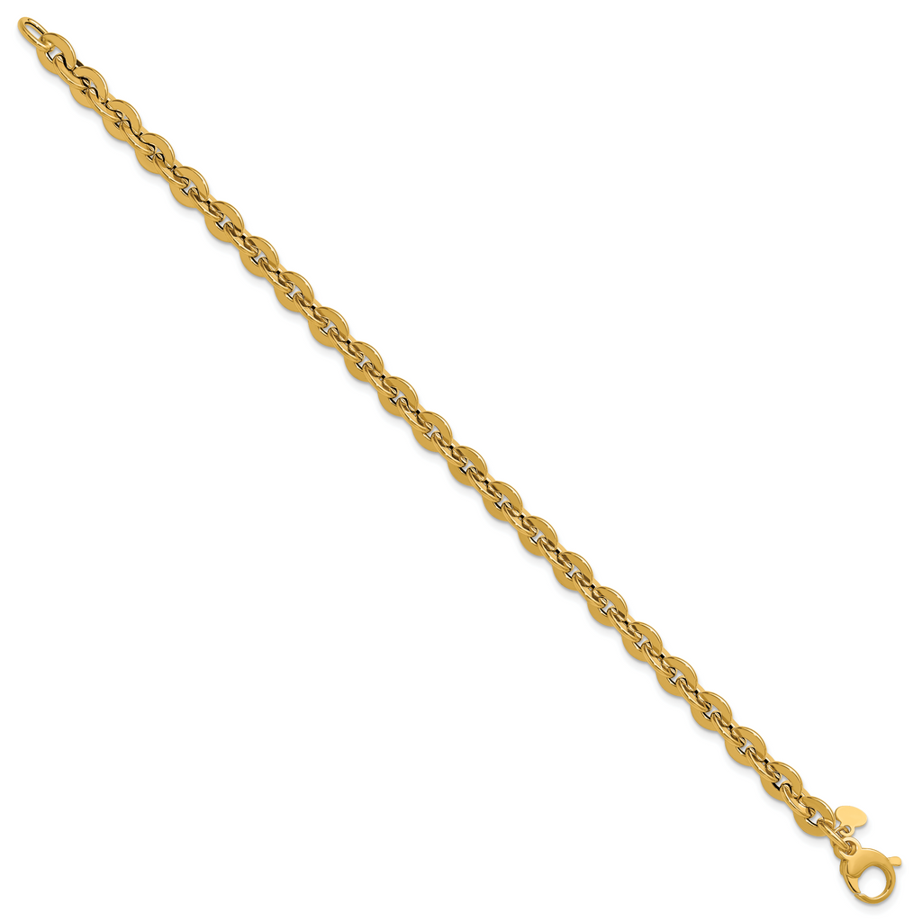 14K Polished Fancy Round Link Bracelet