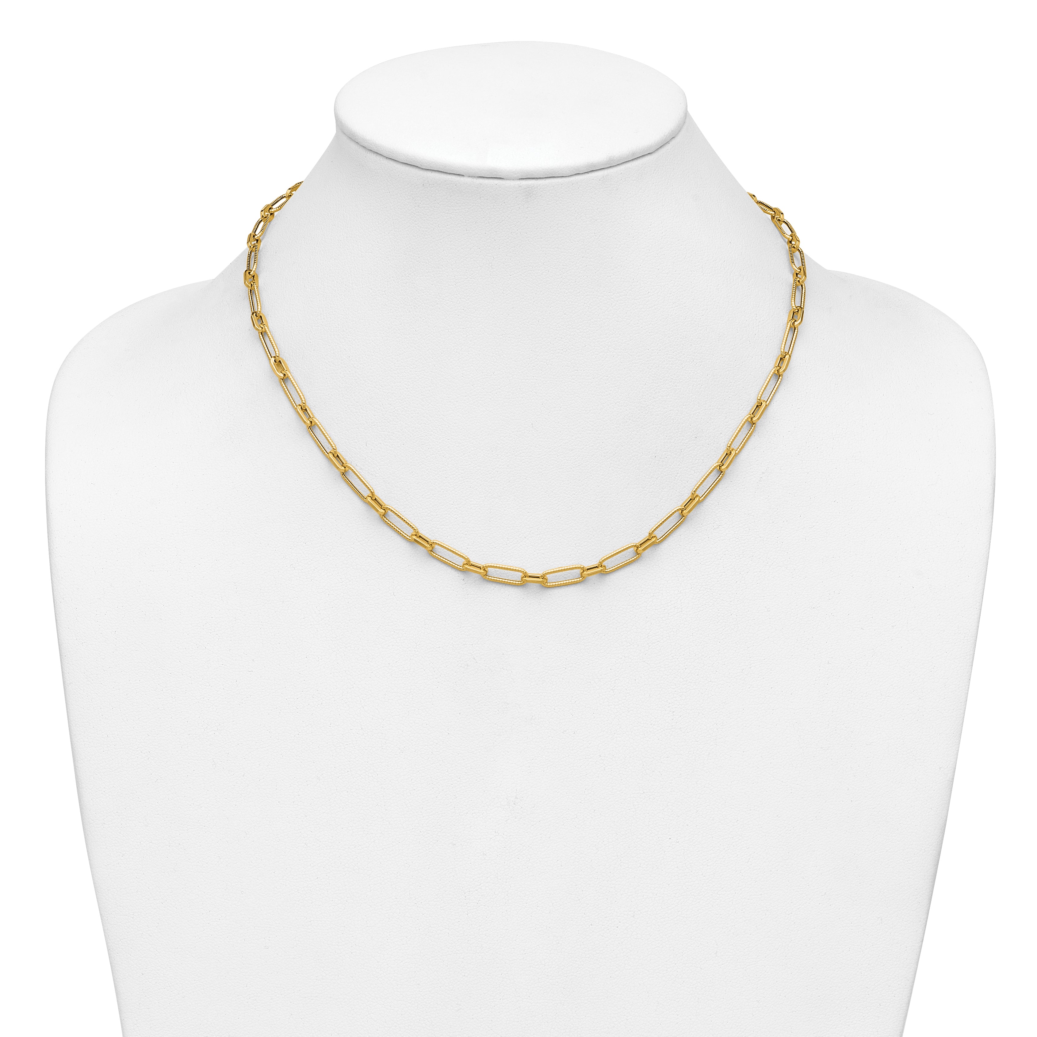 14K Polished Textured Fancy Link Necklace