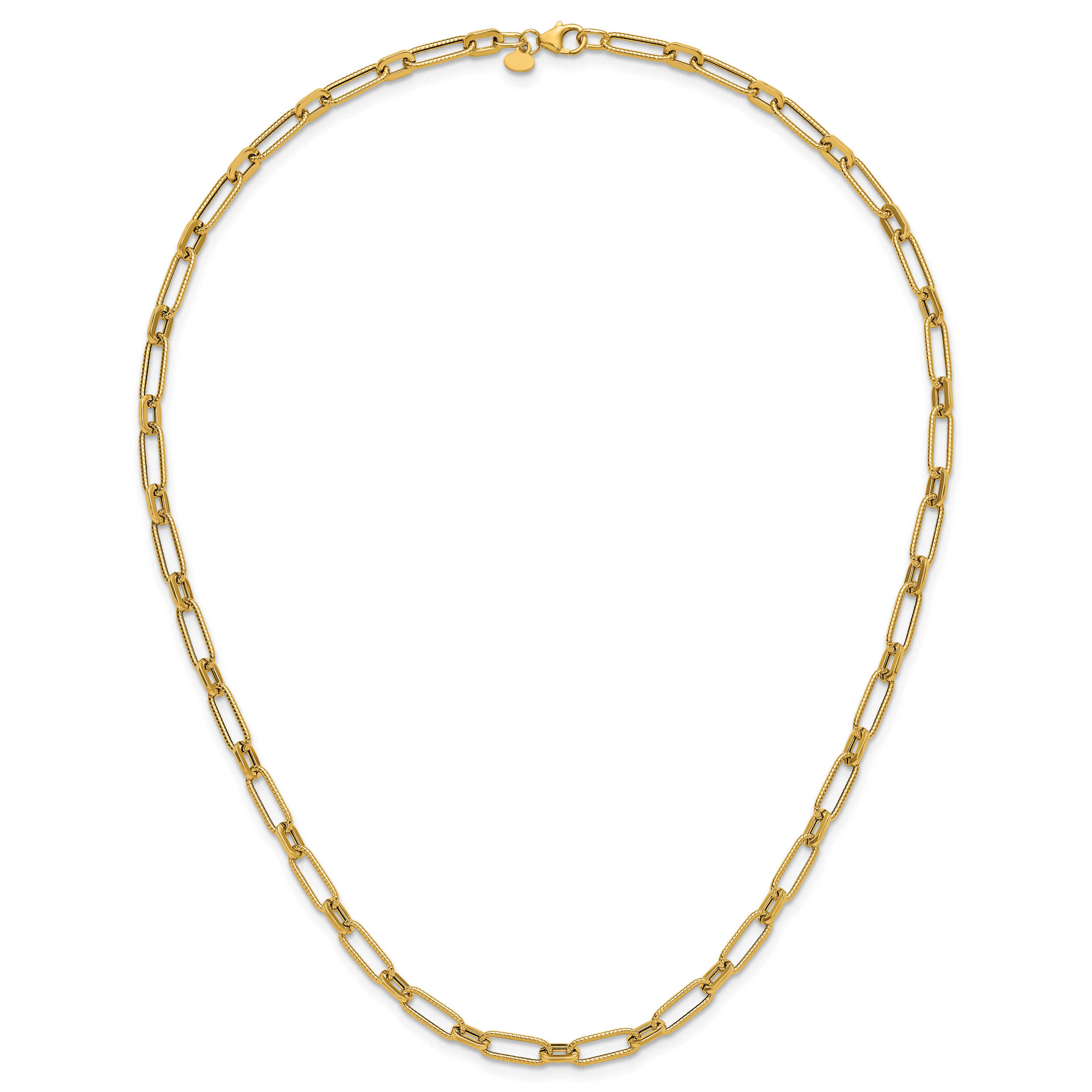 14K Polished Textured Fancy Link Necklace