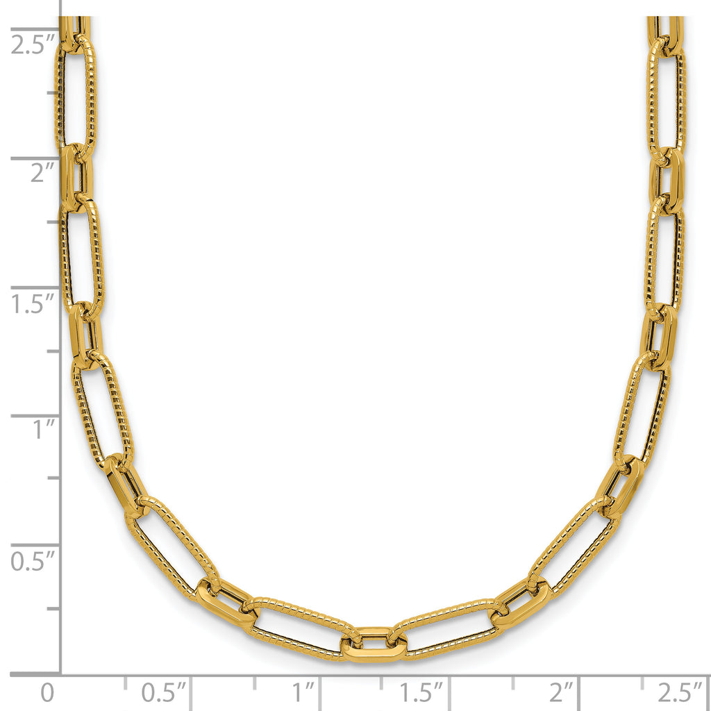 14K Polished Textured Fancy Link Necklace