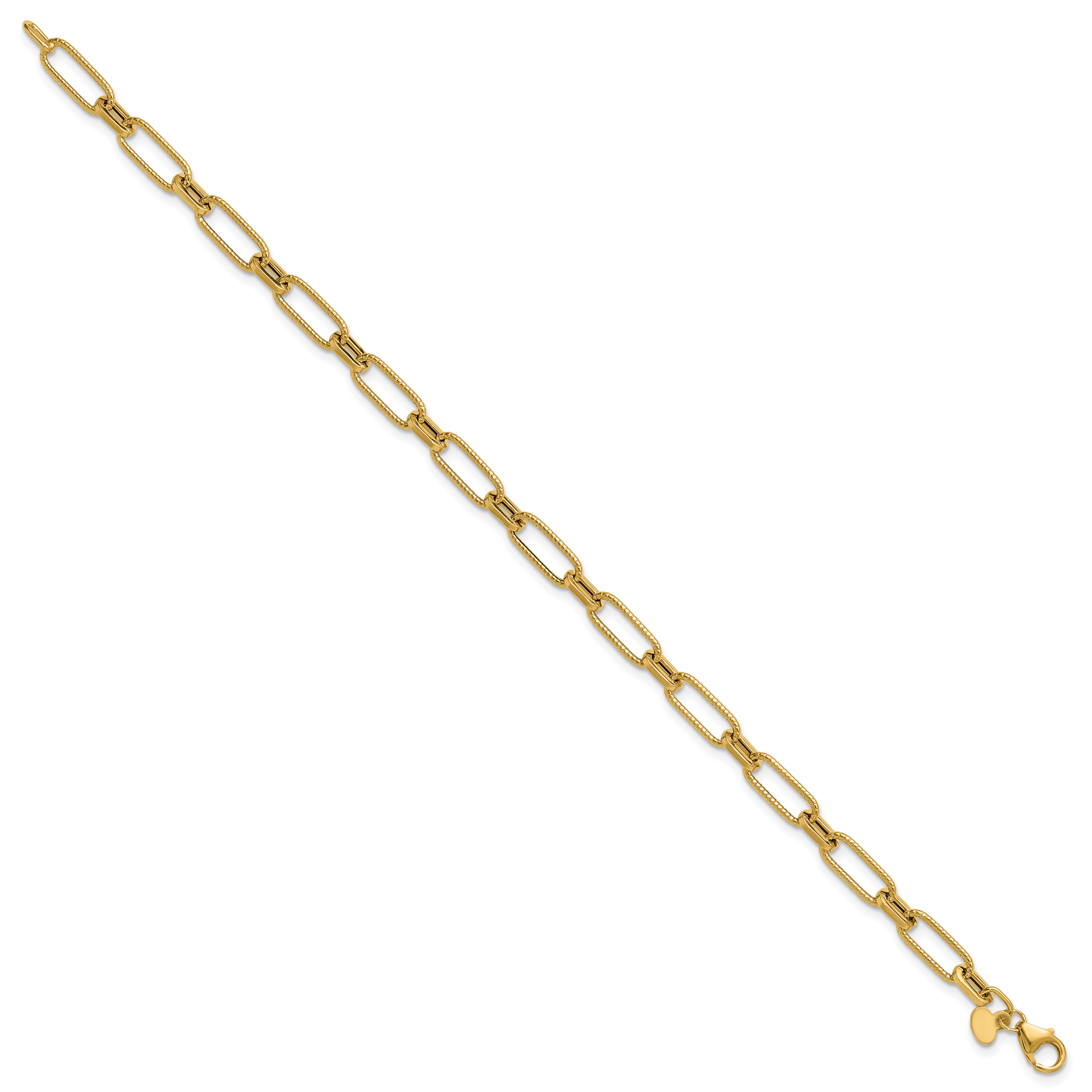 14K Polished Textured Fancy Link Bracelet Secondary image