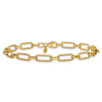 14K Polished Textured Fancy Link Bracelet