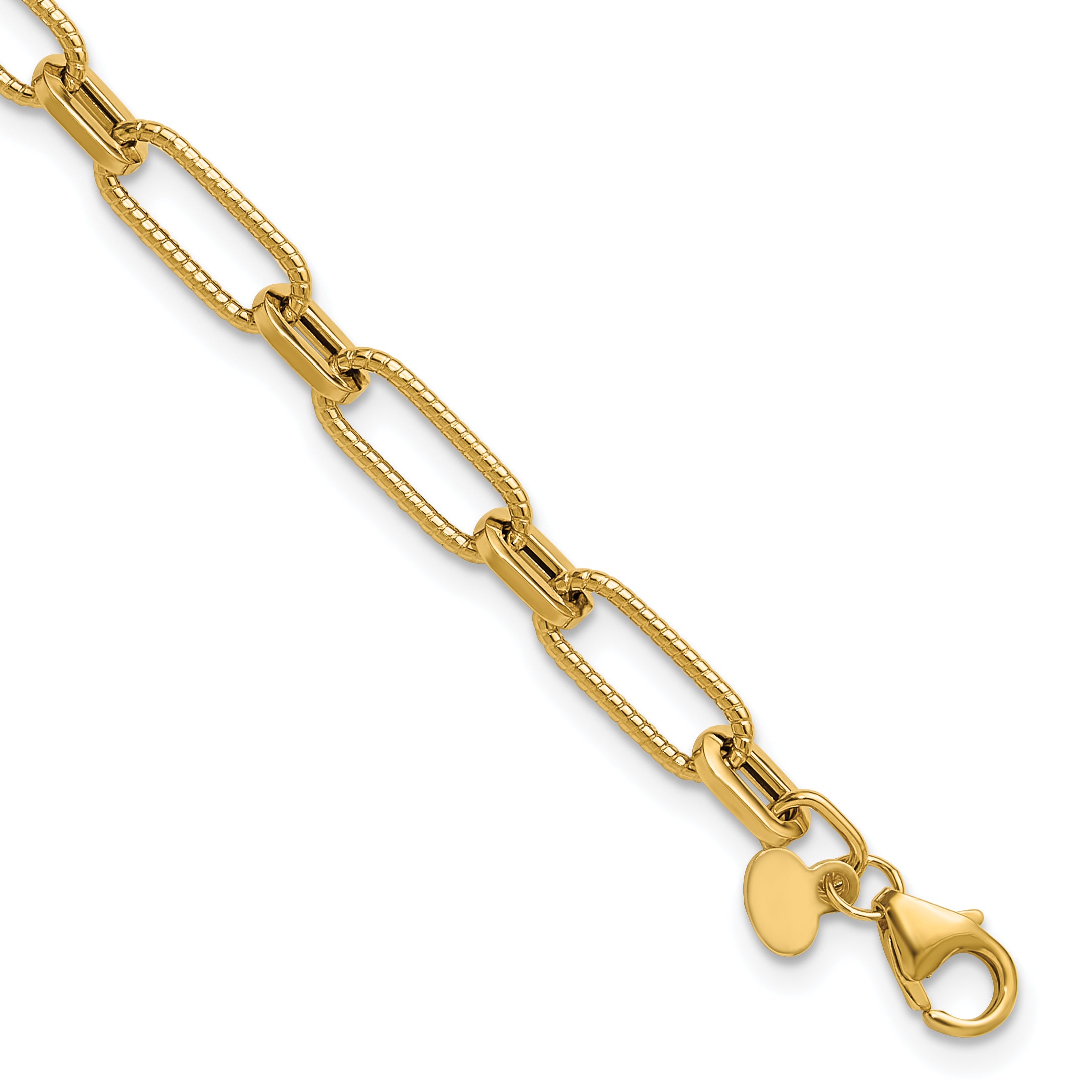 14K Polished Textured Fancy Link Bracelet Main image