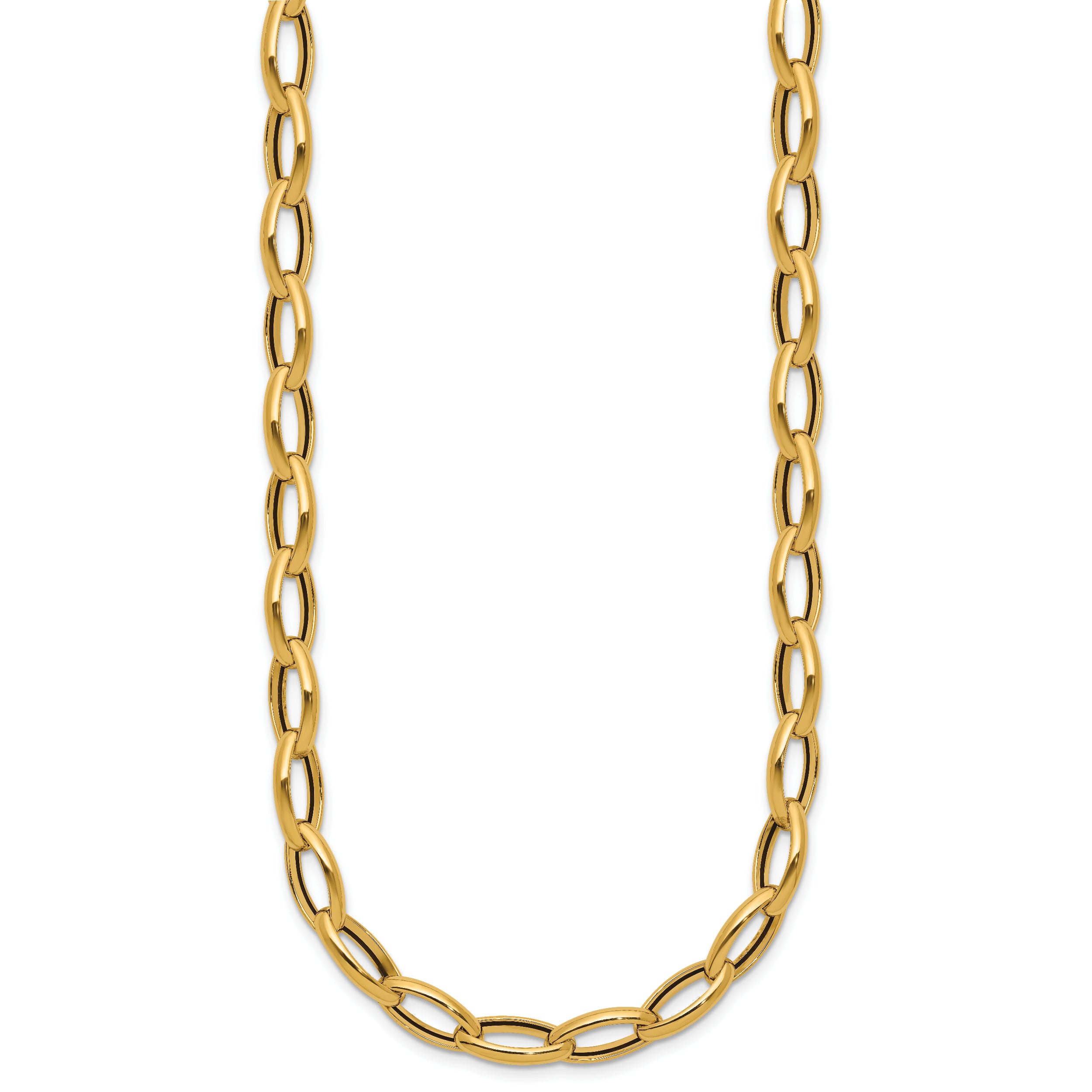 14K Polished Fancy Oval Link Necklace