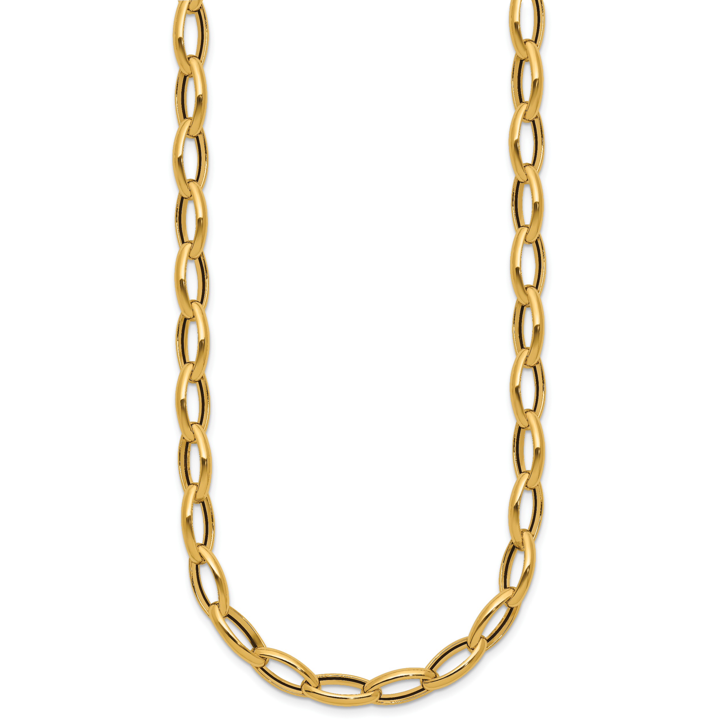14K Polished Fancy Oval Link Necklace