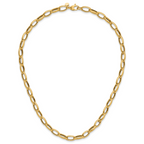 14K Polished Fancy Oval Link Necklace