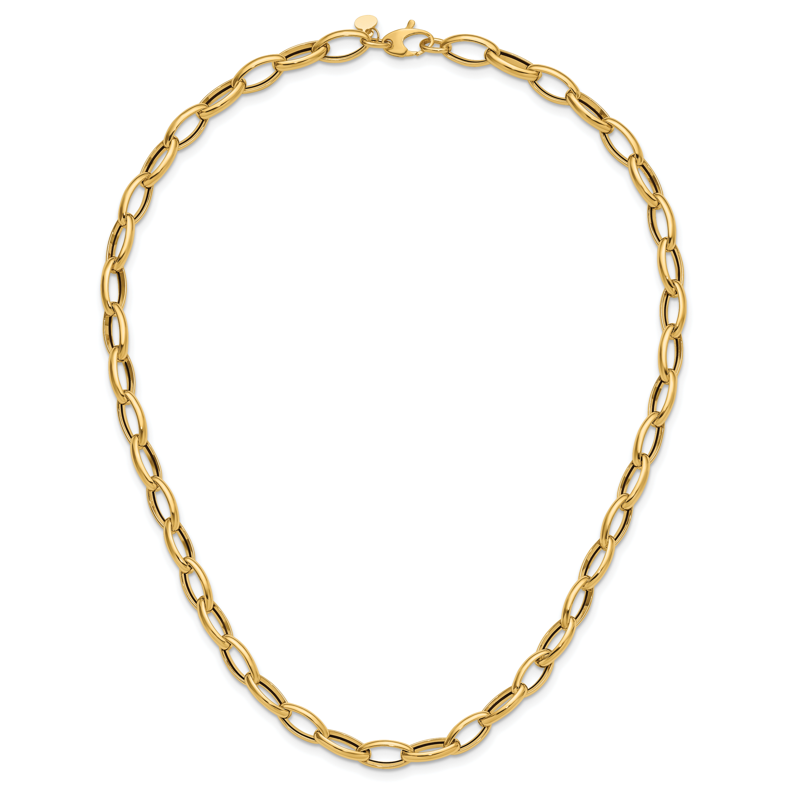 14K Polished Fancy Oval Link Necklace