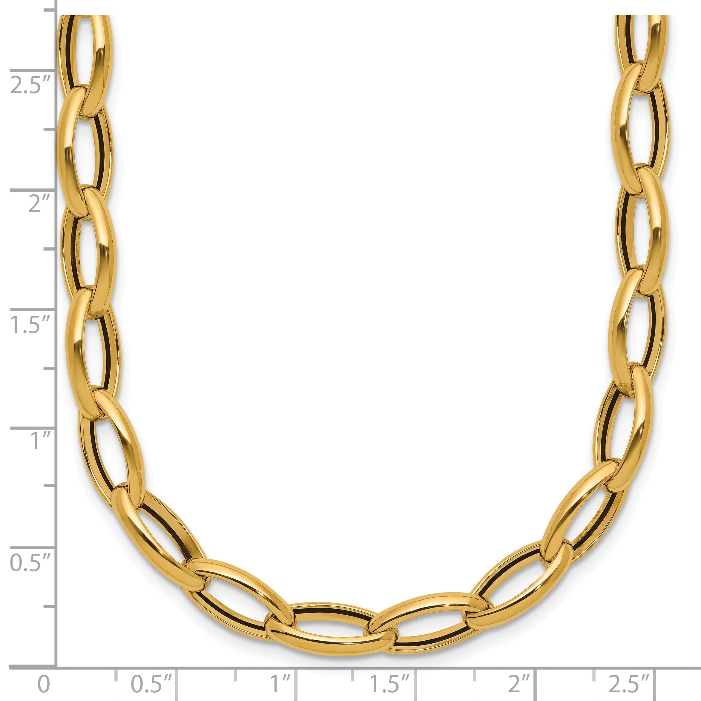 14K Polished Fancy Oval Link Necklace