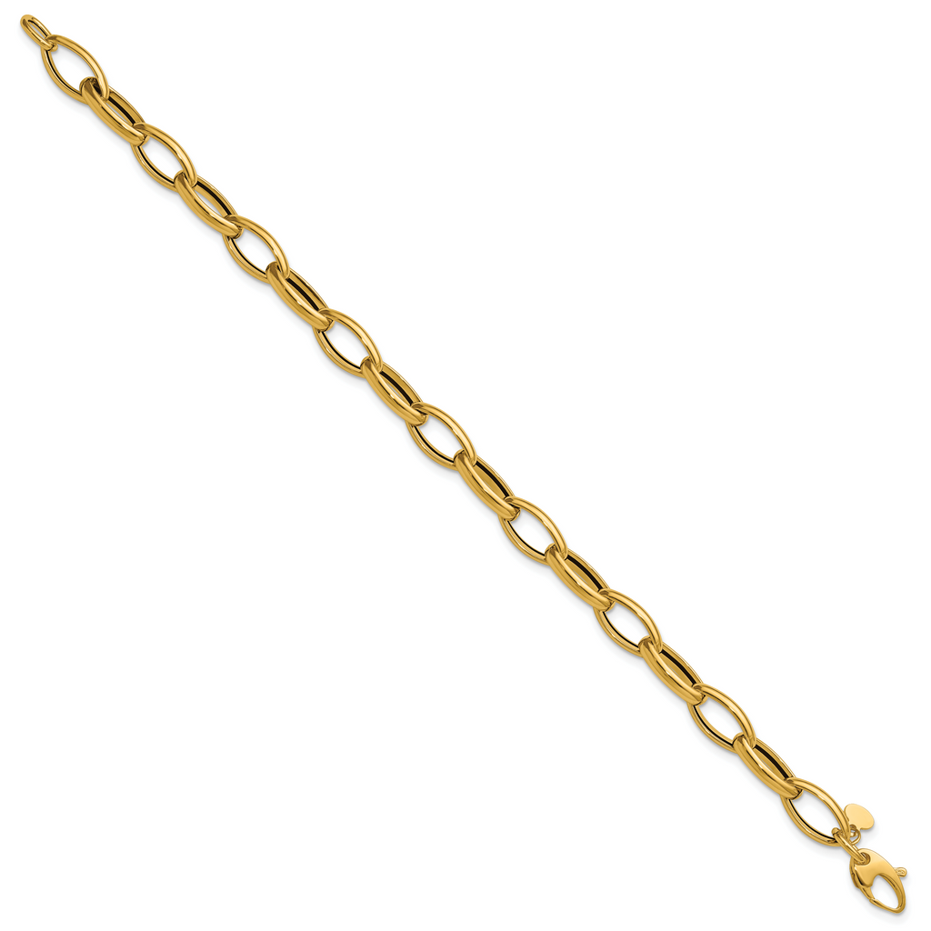 14K Polished Fancy Oval Link Bracelet