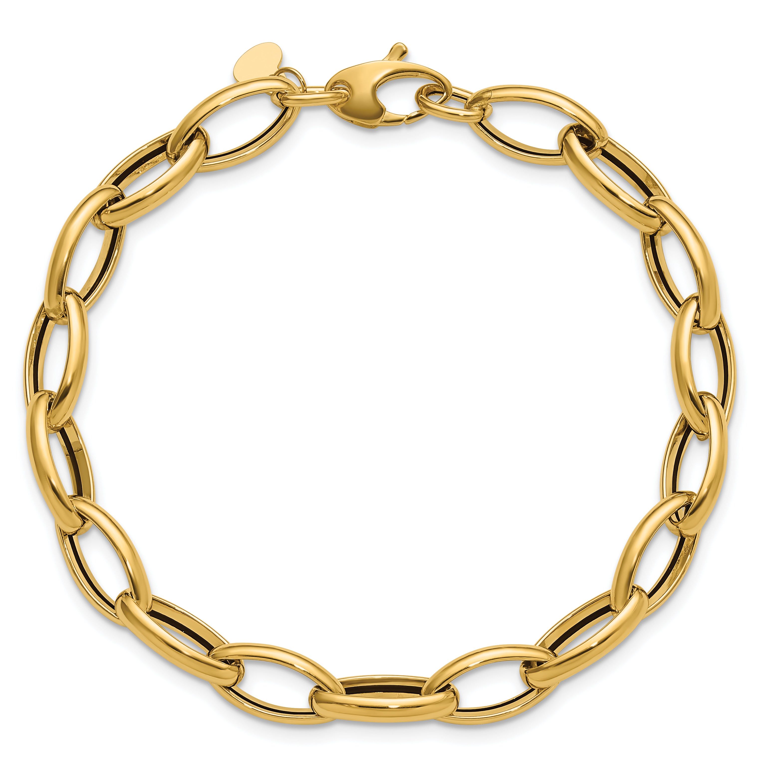 14K Polished Fancy Oval Link Bracelet