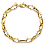 14K Polished Fancy Oval Link Bracelet