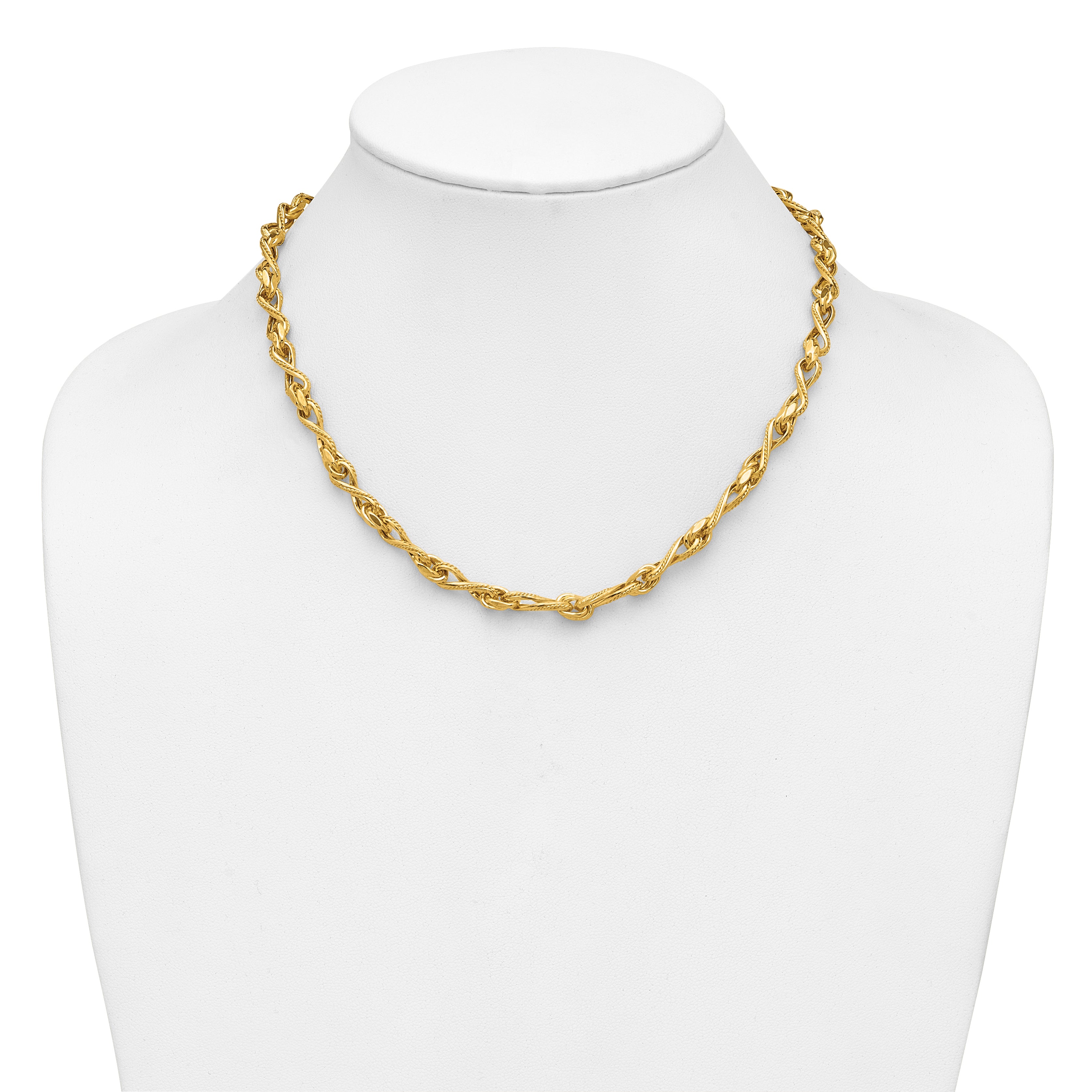Leslie's14K Polished and Textured Twisted Link Necklace