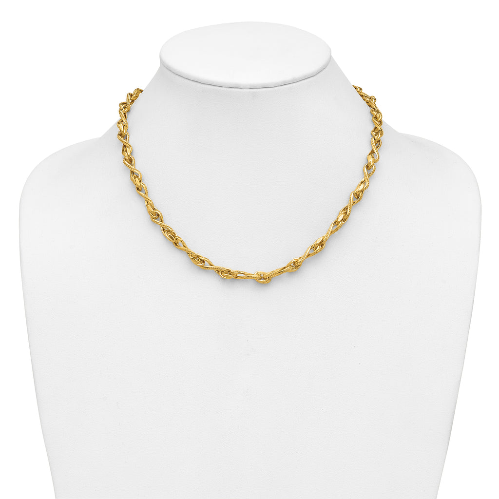Leslie's14K Polished and Textured Twisted Link Necklace