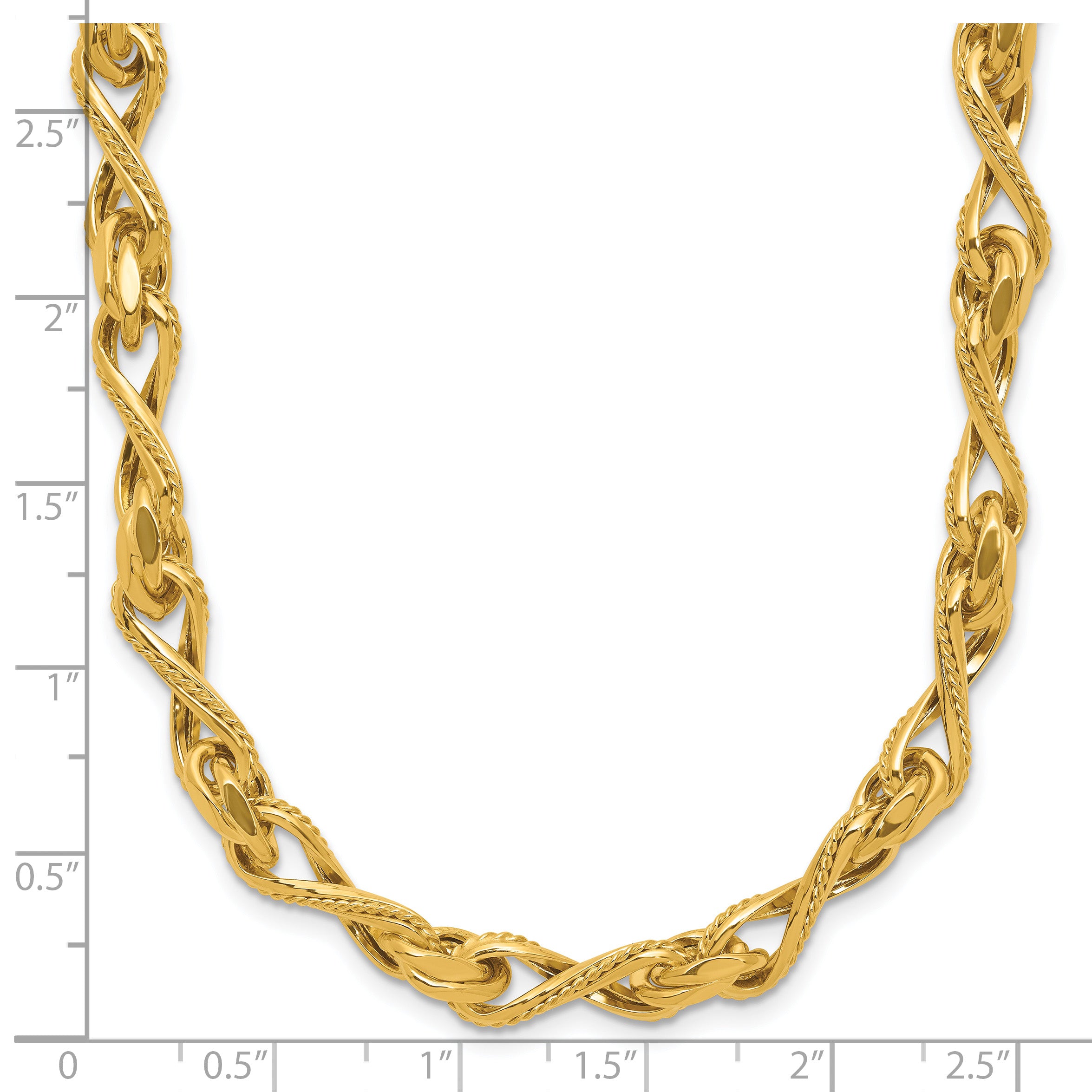 Leslie's14K Polished and Textured Twisted Link Necklace