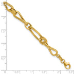 14K Polished and Textured Twisted Link Bracelet