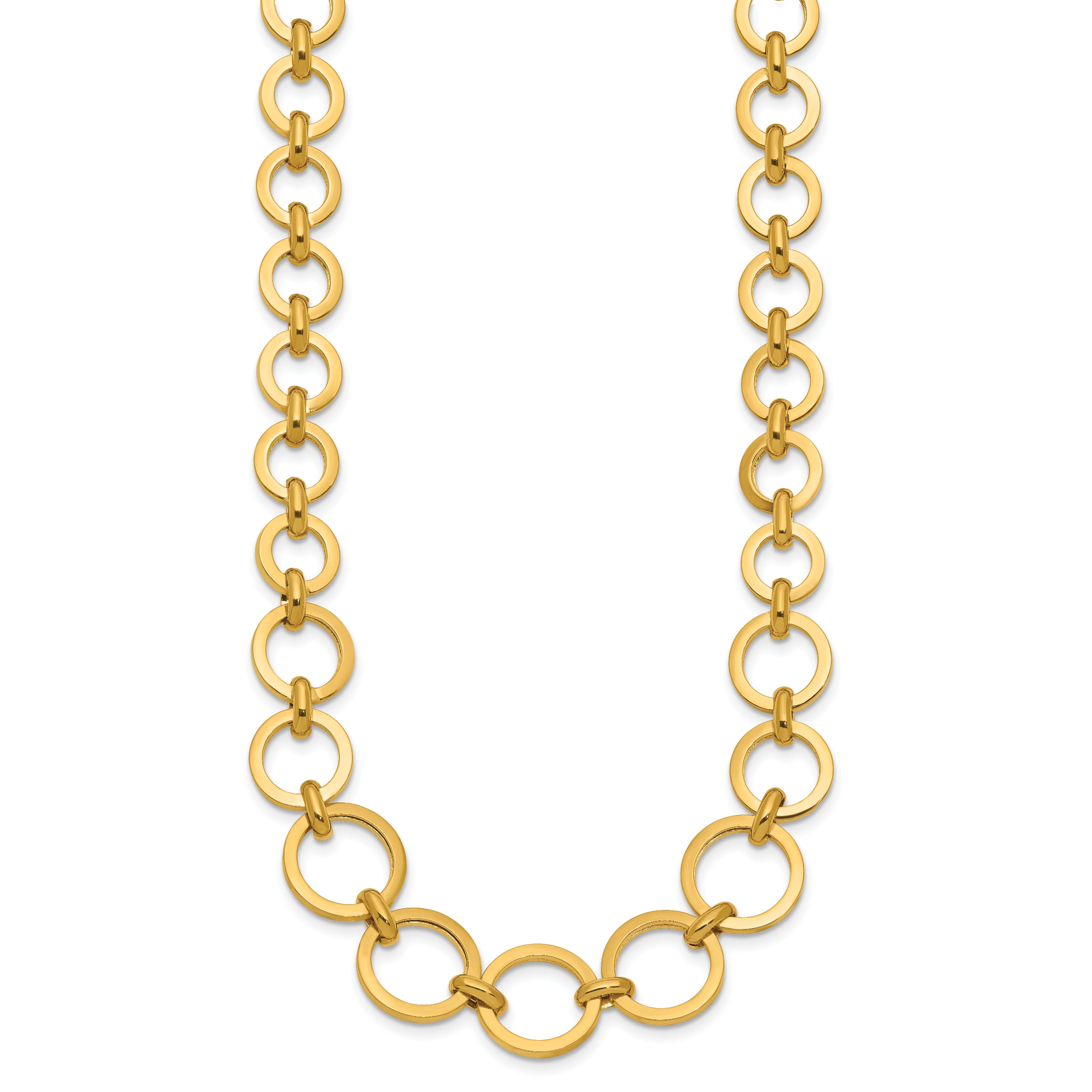 14K Polished Graduated Circle Link Necklace
