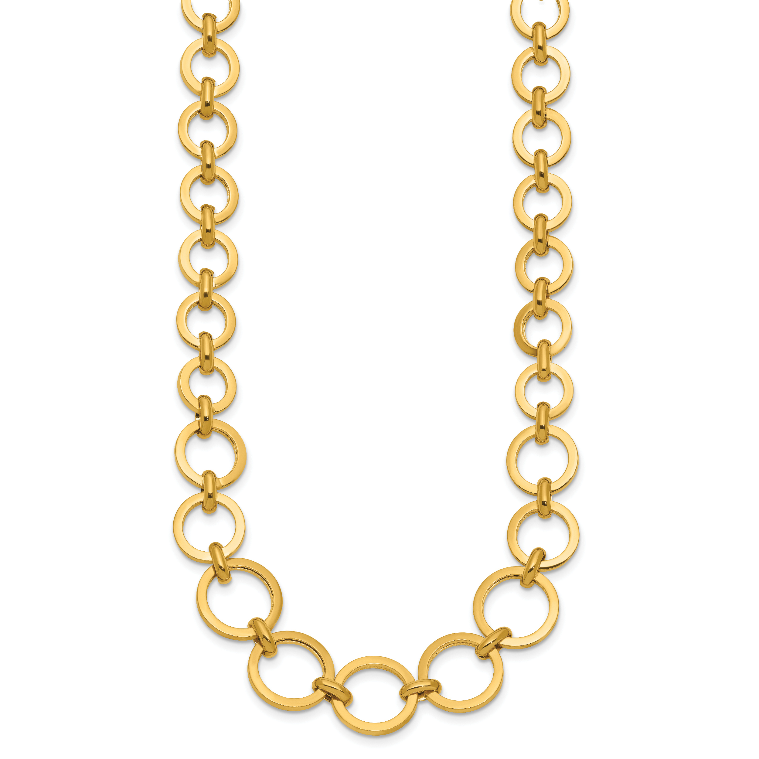 14K Polished Graduated Circle Link Necklace