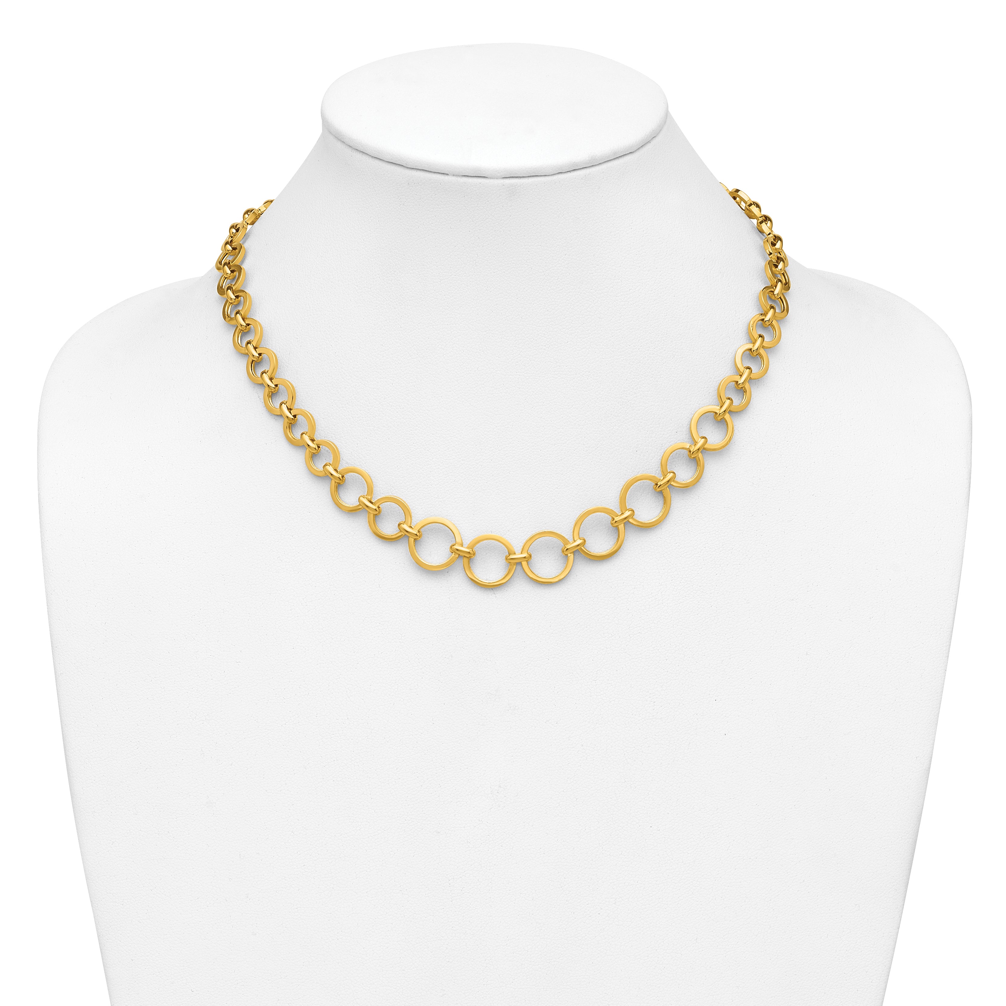 14K Polished Graduated Circle Link Necklace