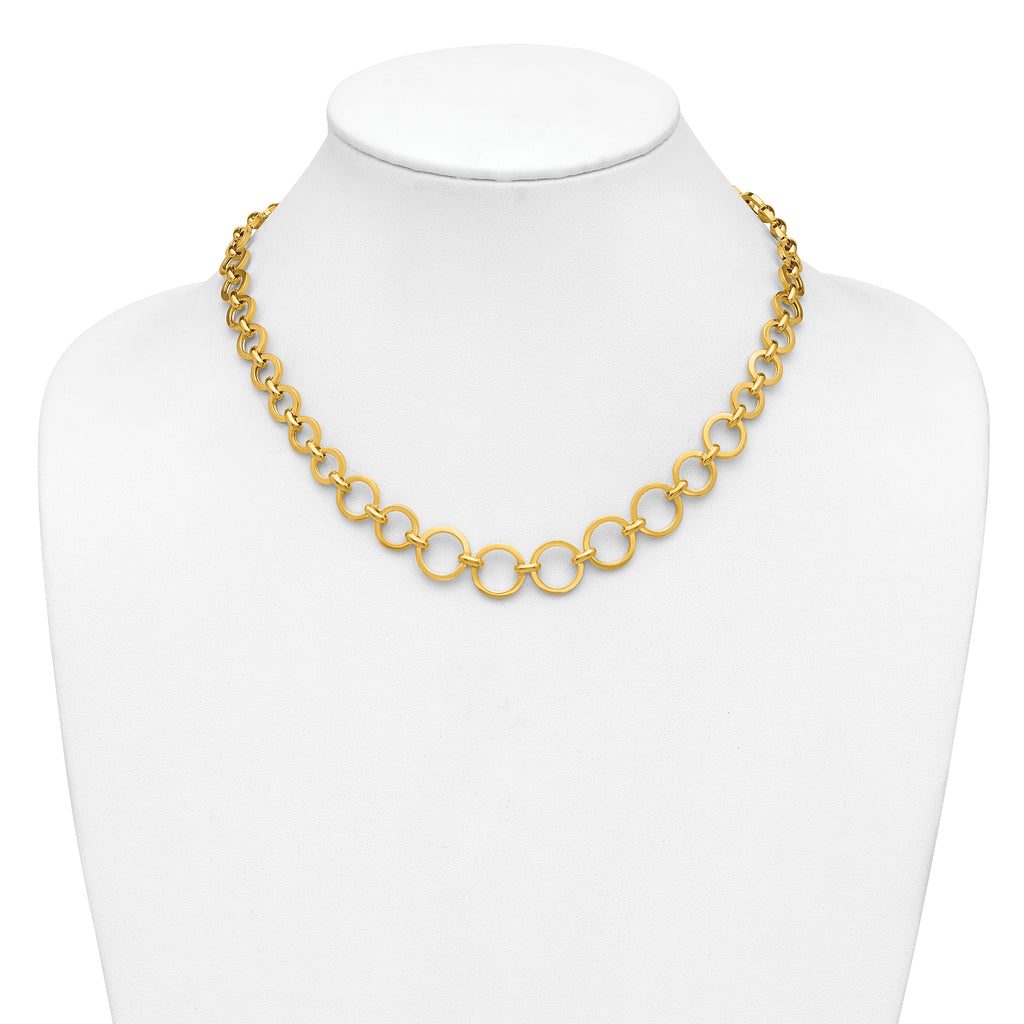 14K Polished Graduated Circle Link Necklace