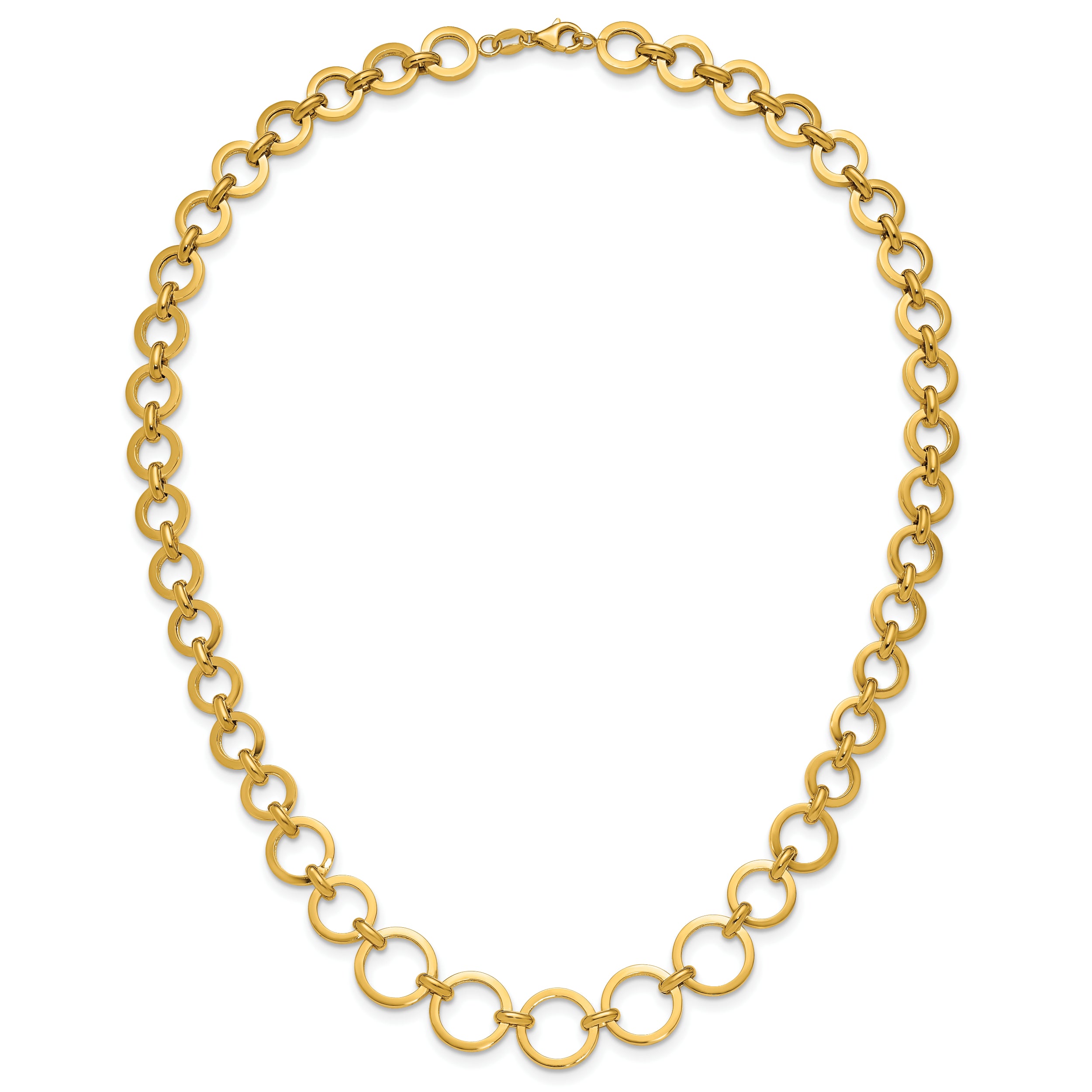 14K Polished Graduated Circle Link Necklace
