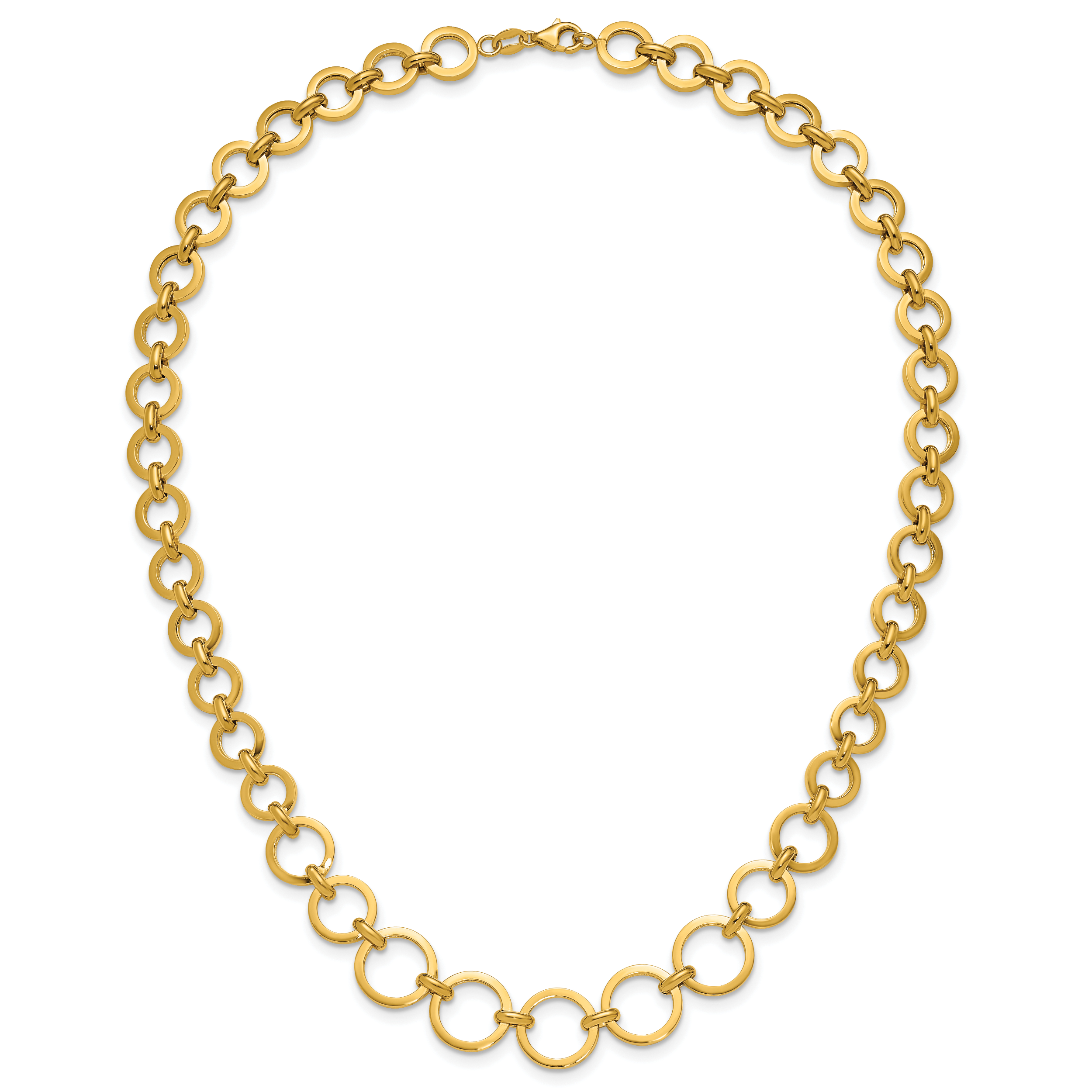 14K Polished Graduated Circle Link Necklace