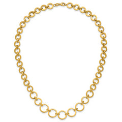 14K Polished Graduated Circle Link Necklace