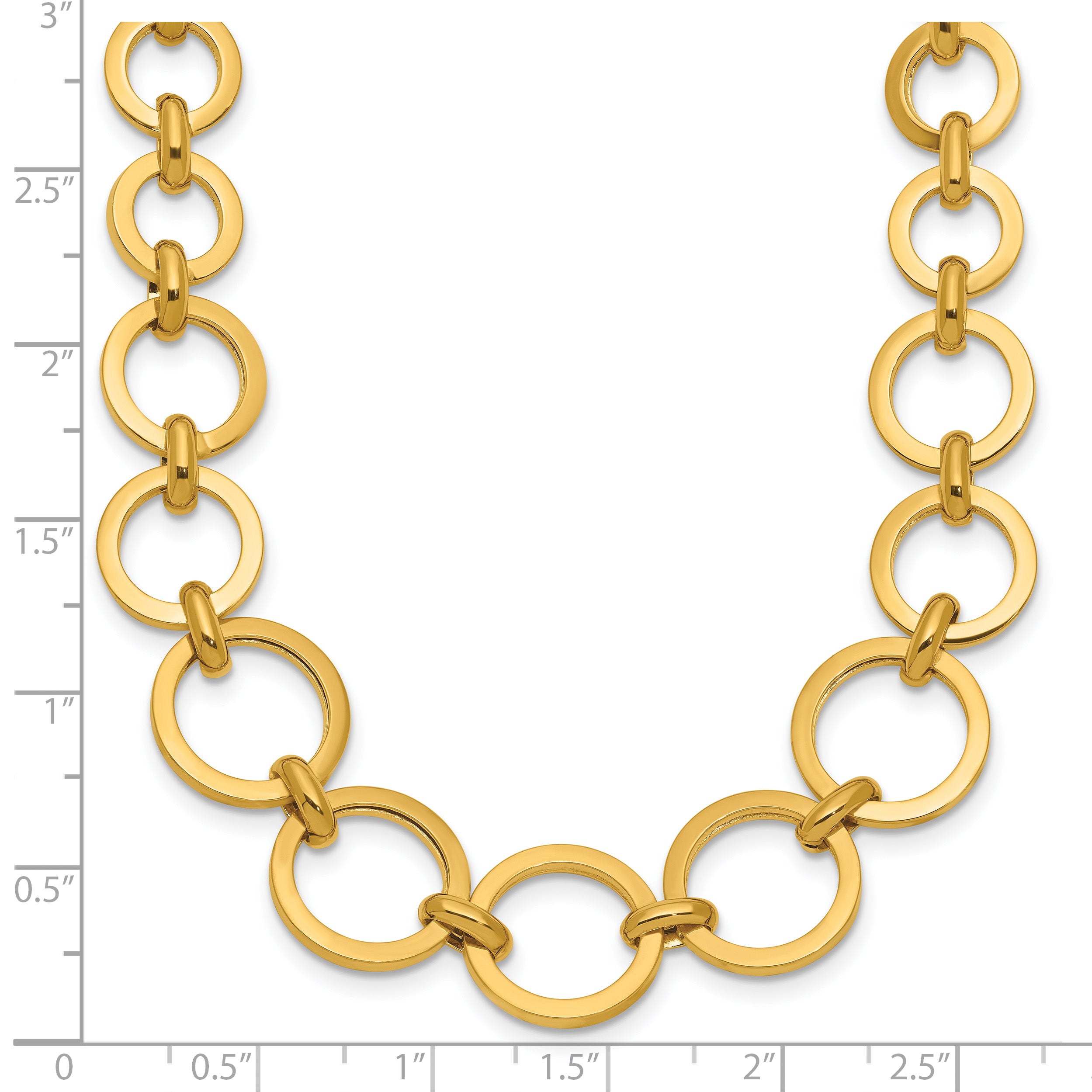 14K Polished Graduated Circle Link Necklace