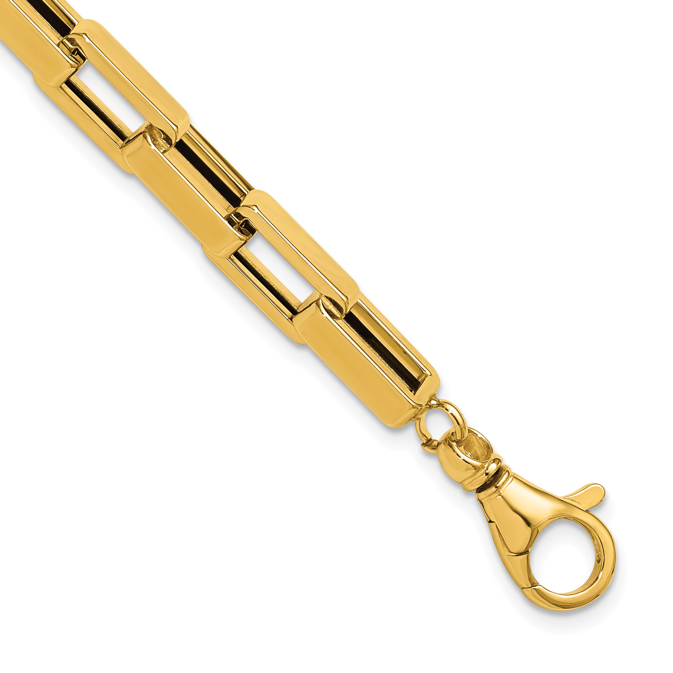 14K Polished Fancy Rectangular Link Bracelet
