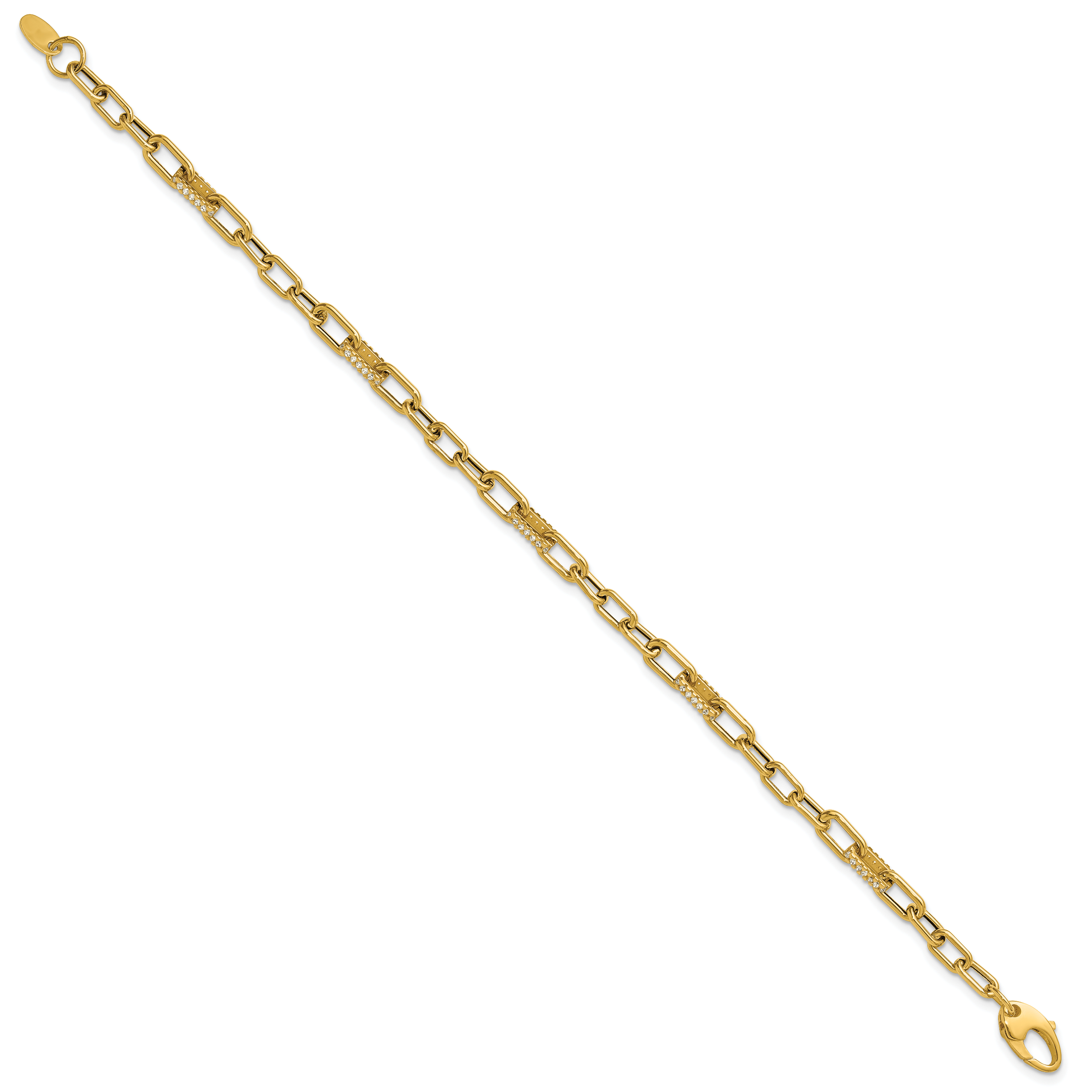 14K Polished CZ Fancy Paperclip Link Bracelet Secondary image