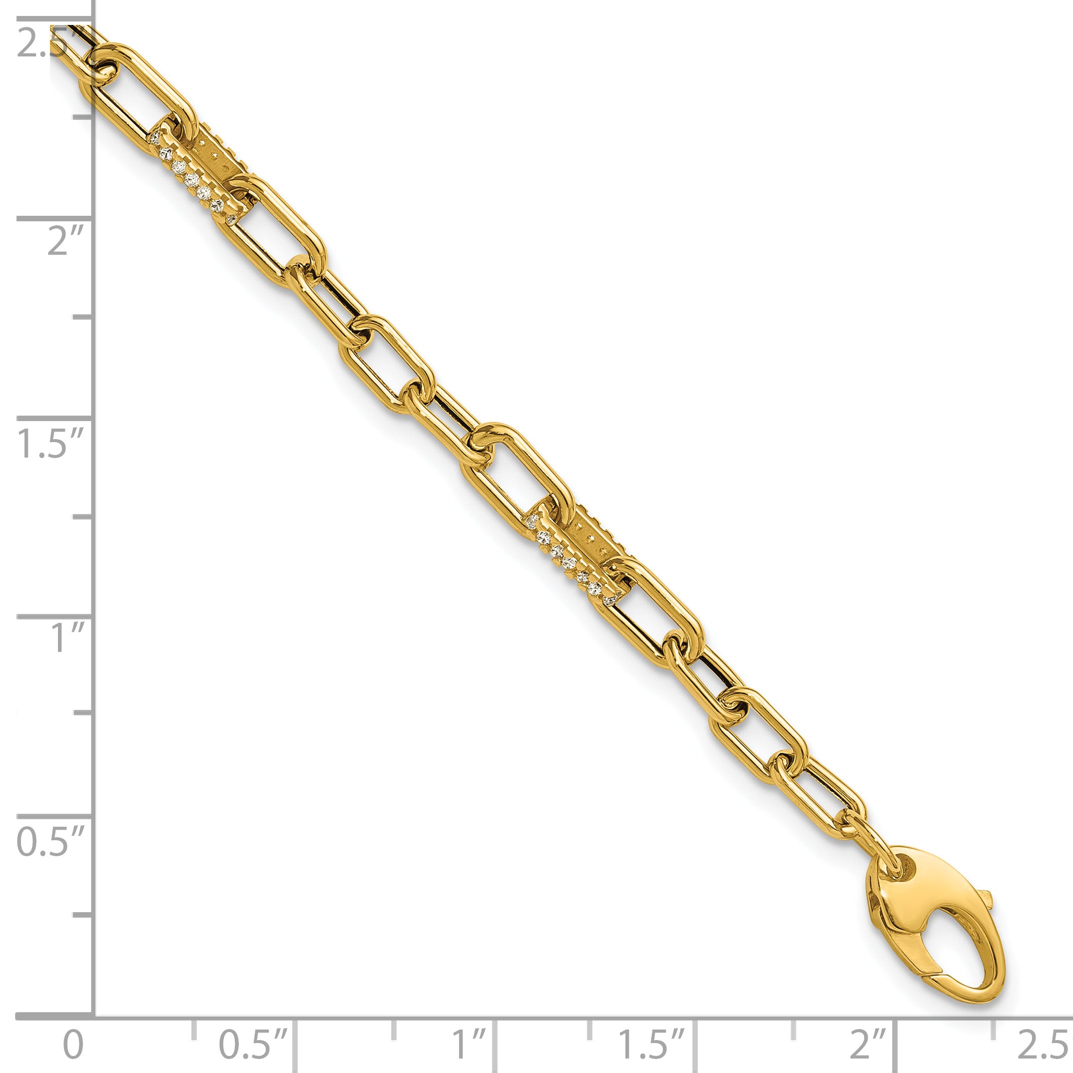 14K Polished CZ Fancy Paperclip Link Bracelet
