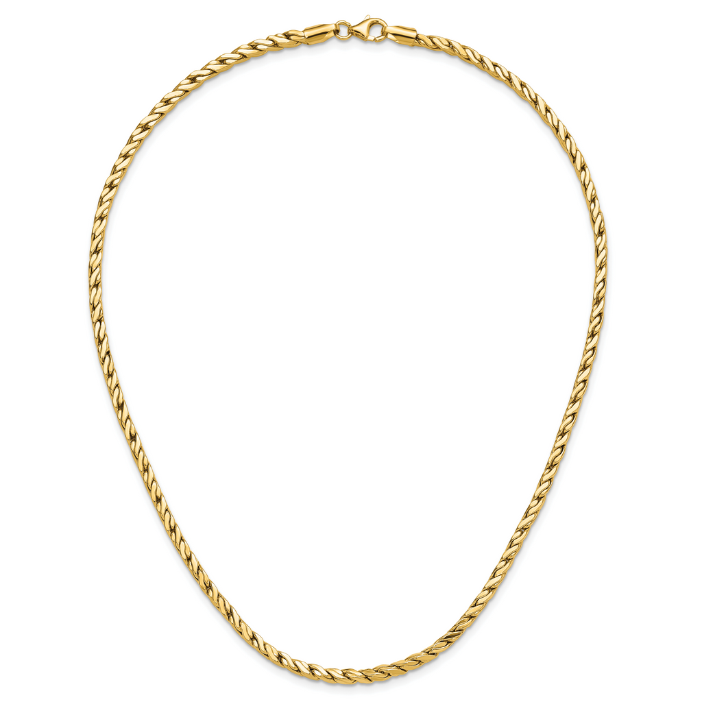 14K Polished Square Twisted Link Necklace