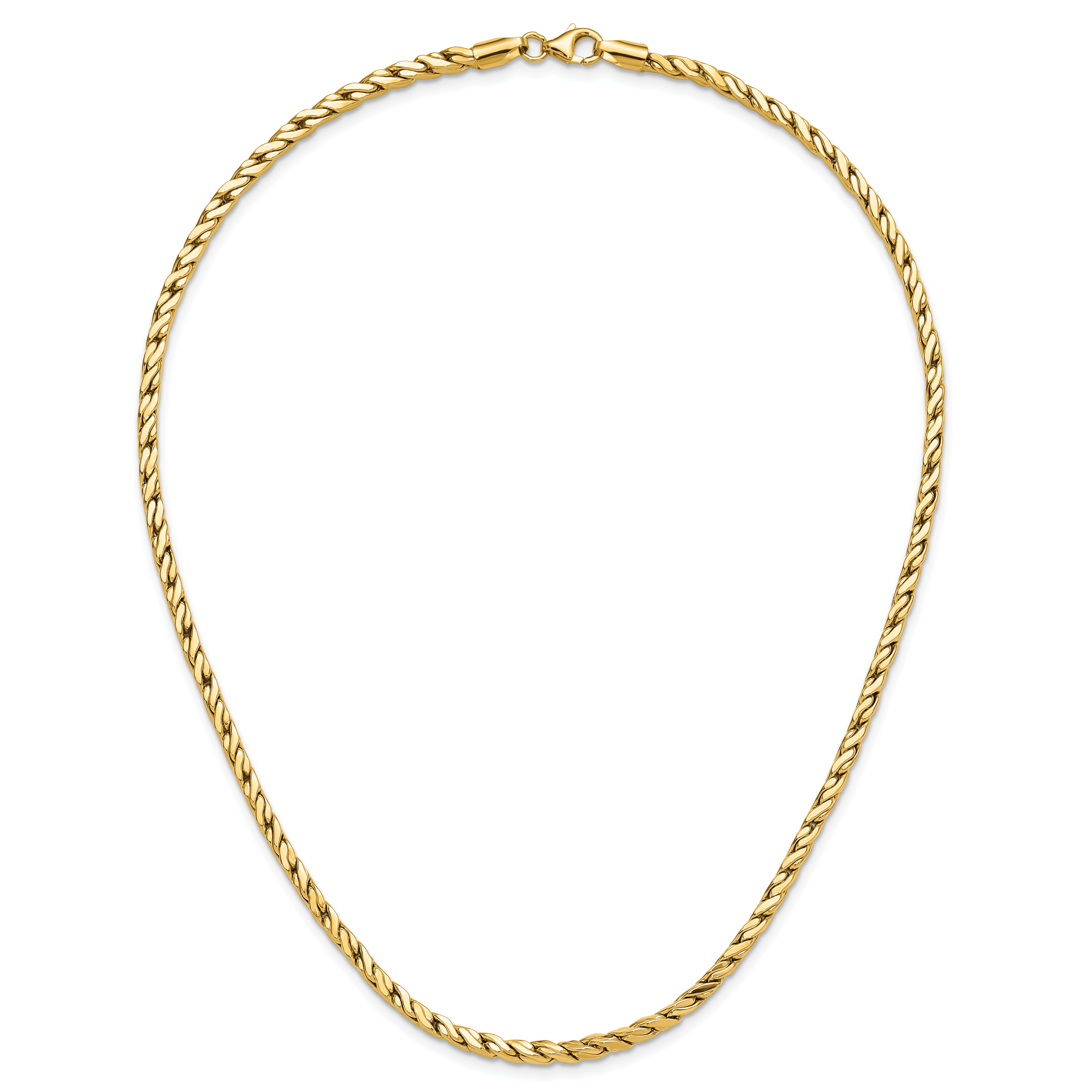 14K Polished Square Twisted Link Necklace