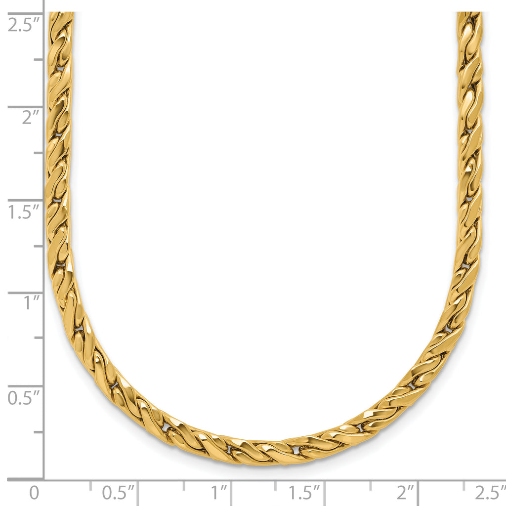 14K Polished Square Twisted Link Necklace