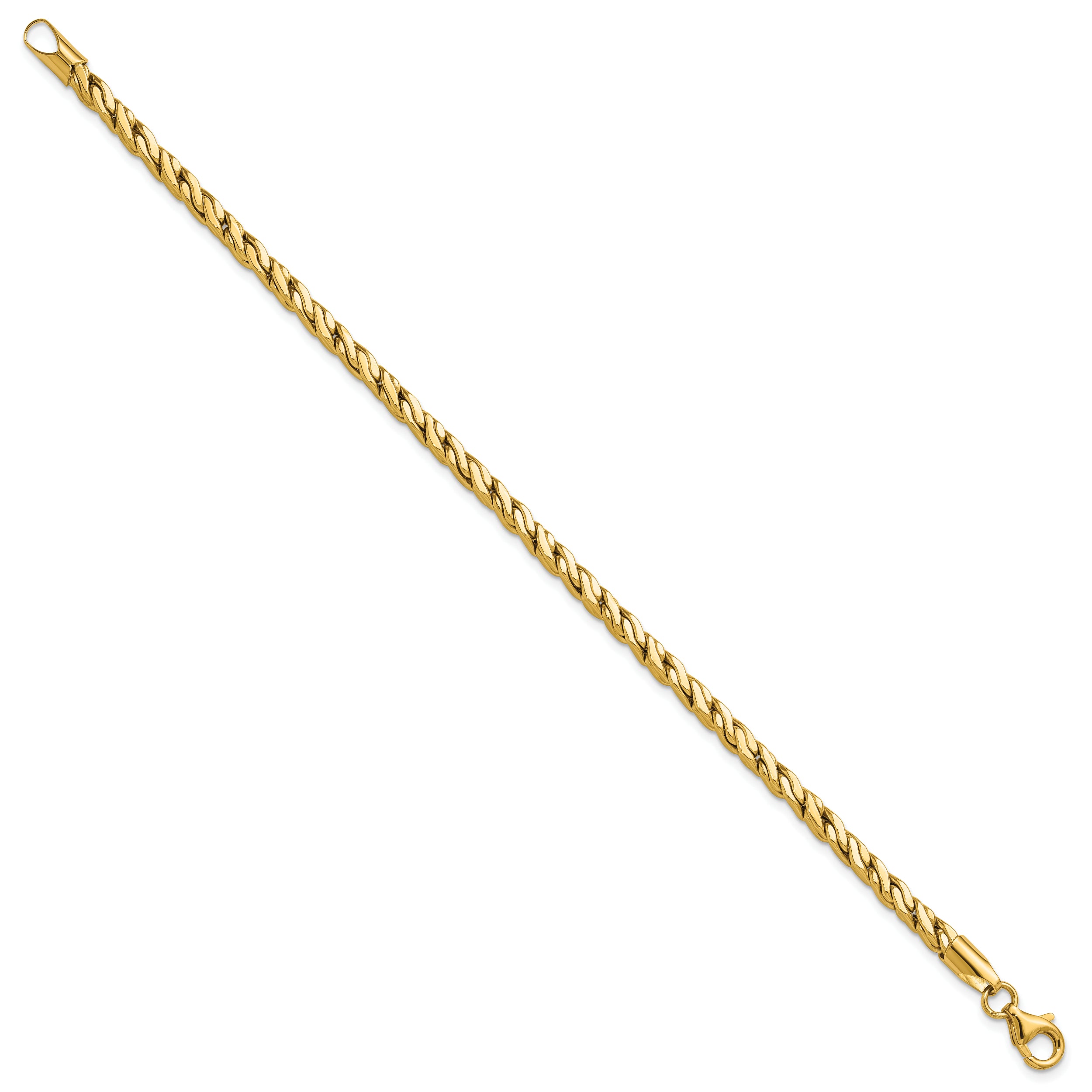 14K Polished Square Twisted Link Bracelet
