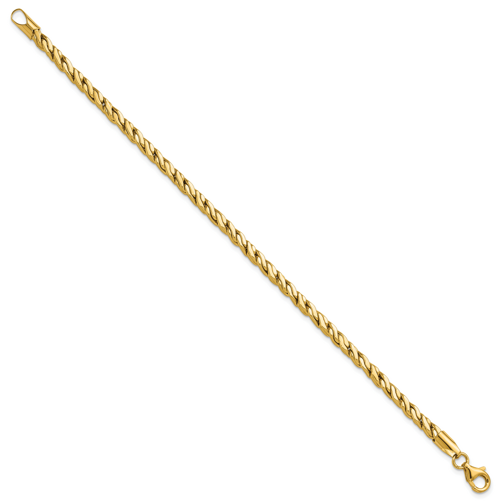 14K Polished Square Twisted Link Bracelet