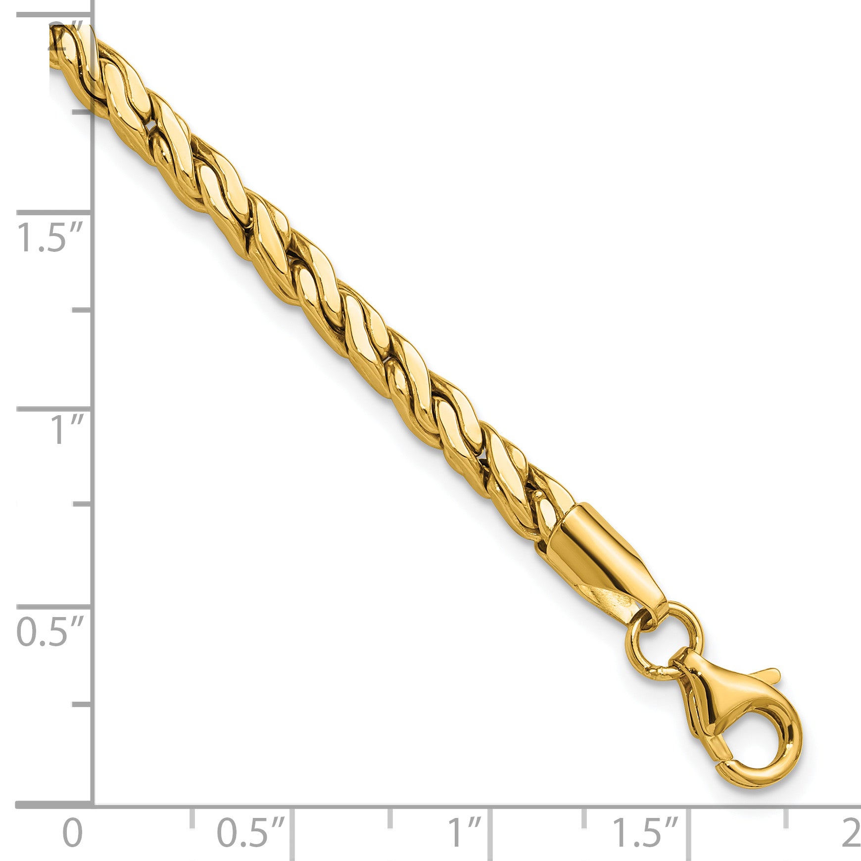 14K Polished Square Twisted Link Bracelet