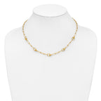 14K Polished and Dia-cut. Circle Station Paperclip Necklace