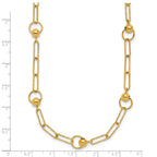 14K Polished and Dia-cut. Circle Station Paperclip Necklace