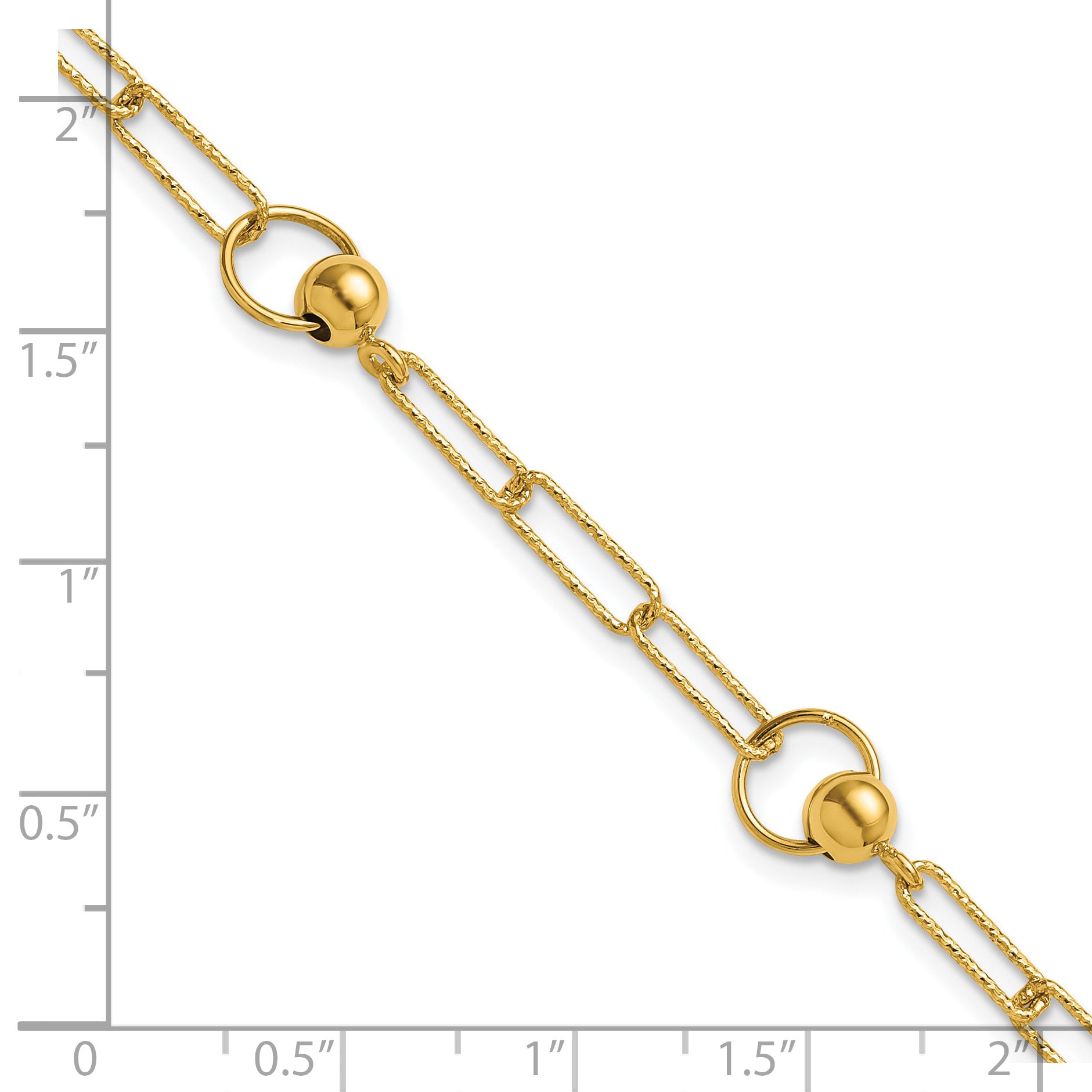 14K Polished and Dia-cut. Circle Station Paperclip Bracelet