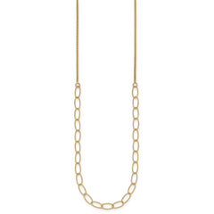 14K Polished and Dia-cut Fancy Oval Link Necklace