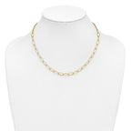 14K Polished and Dia-cut Fancy Oval Link Necklace