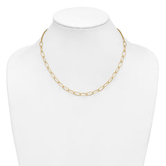 14K Polished and Dia-cut Fancy Oval Link Necklace