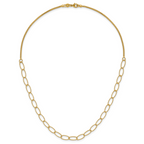 14K Polished and Dia-cut Fancy Oval Link Necklace